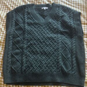 Madewell Green Cable Knit Sweater Vest
